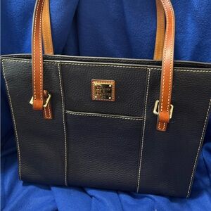 Dooney & Bourke Navy and Brown Leather Tote Bag